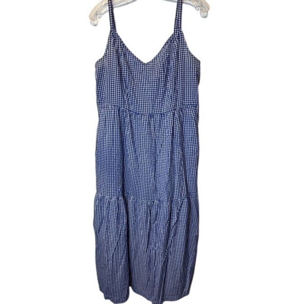 NWT Old Navy Cami Tiered Maxi Sun Dress Americana Blue Gingham Sleeveless Large